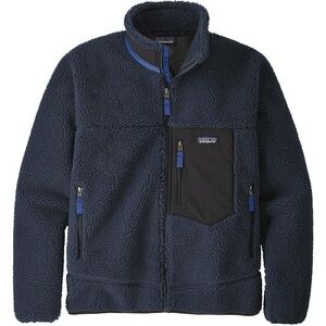Patagonia Navy Blue Sherpa Fleece Jacket with Black Trim medium size